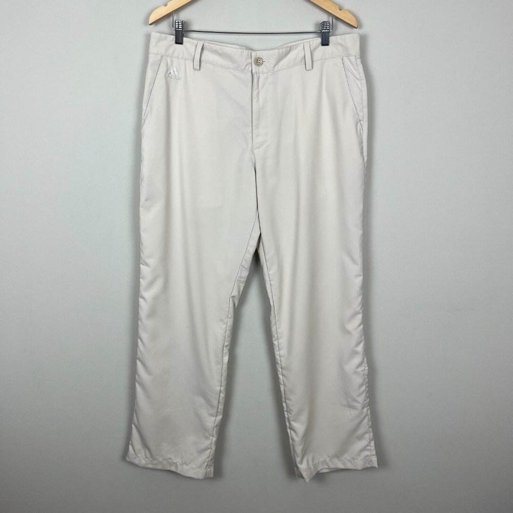 Adidas Climalite‎ Pants Mens 34x30 * Beige Athletic Chino Golf Sport Lightweight